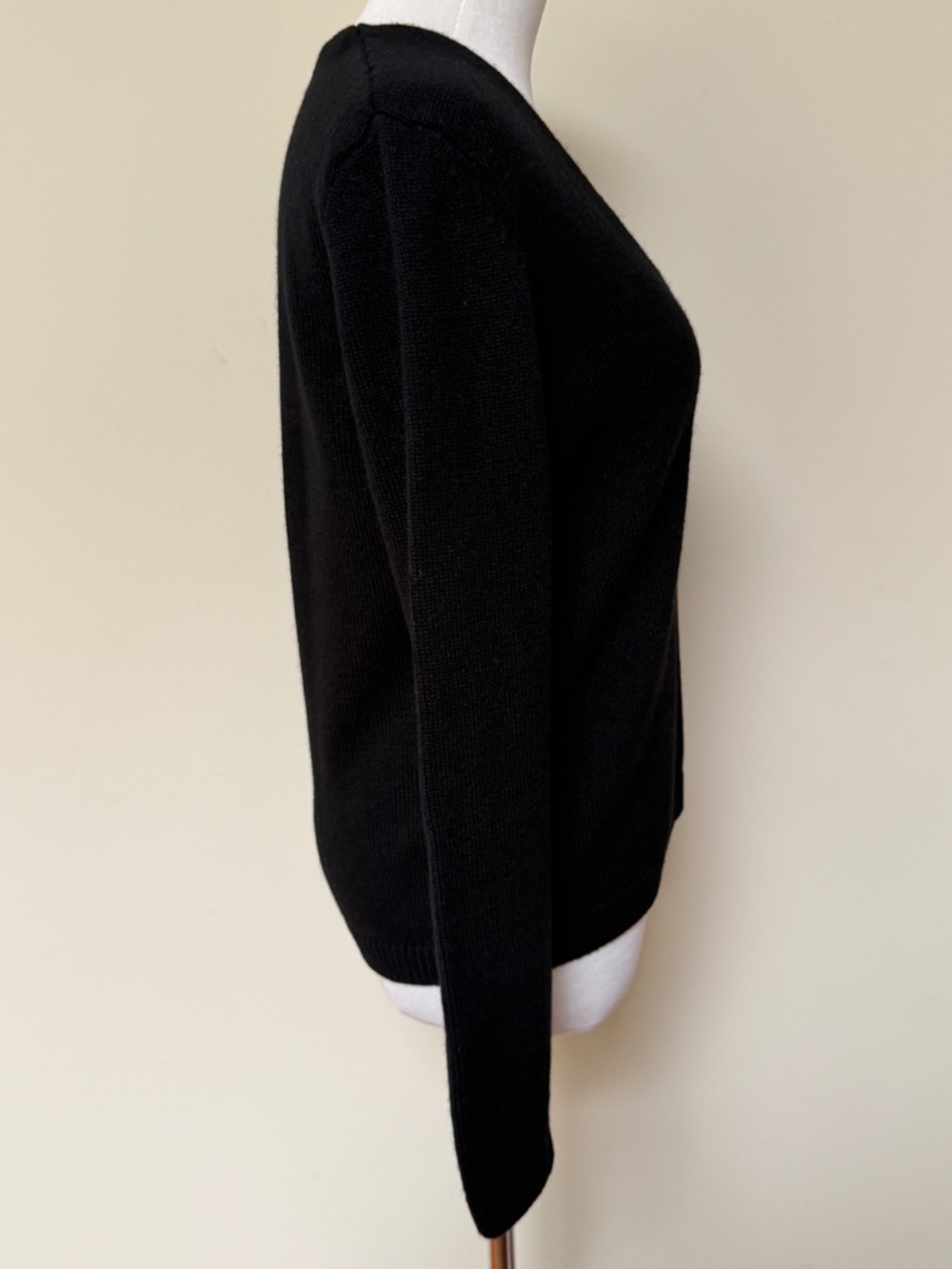 Saint Laurent YSL Black Cashmere Knit Deep V Neck LongSleeve Sweater - Picture 13 of 16
